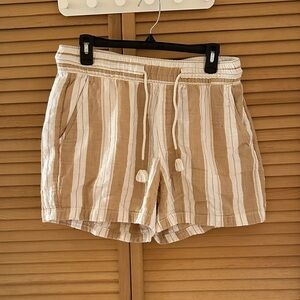 Old Navy Tan and White Striped Shorts